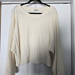 Joelle Collection Cream Long Sleeve Women's Top